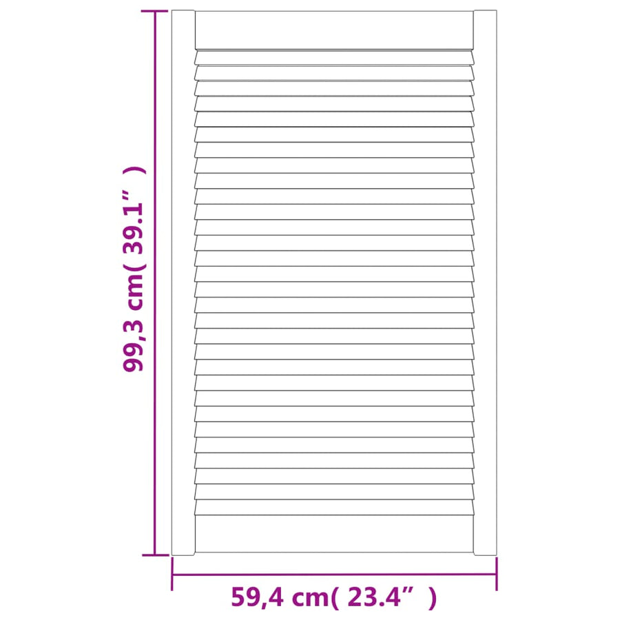 Kastdeur met lamellen 99,3x59,4 cm massief grenenhout wit 1 99.3 x 59.4 cm Wit