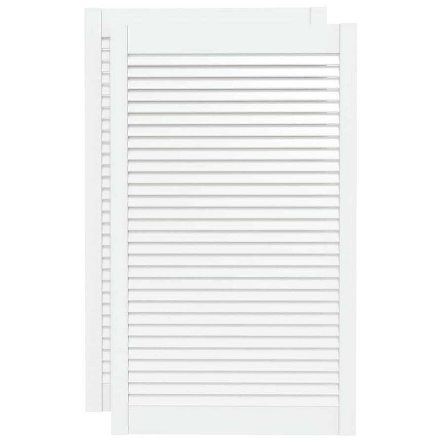 Kastdeuren met lamellen 2 st 99,3x59,4 cm grenenhout wit 2 99.3 x 59.4 cm Wit