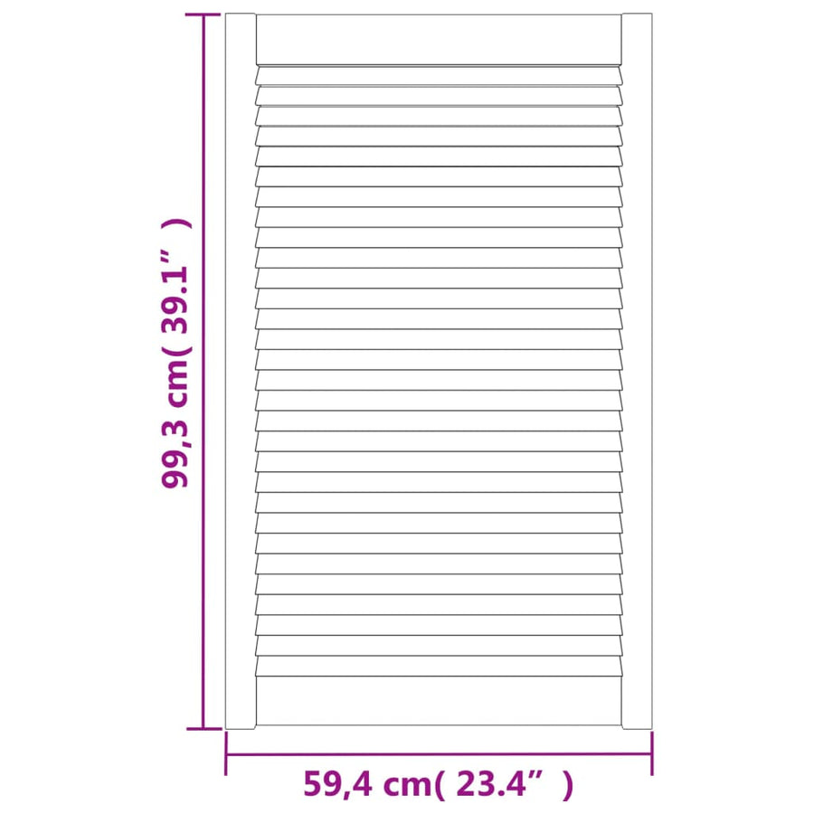 Kastdeuren met lamellen 2 st 99,3x59,4 cm grenenhout wit 2 99.3 x 59.4 cm Wit