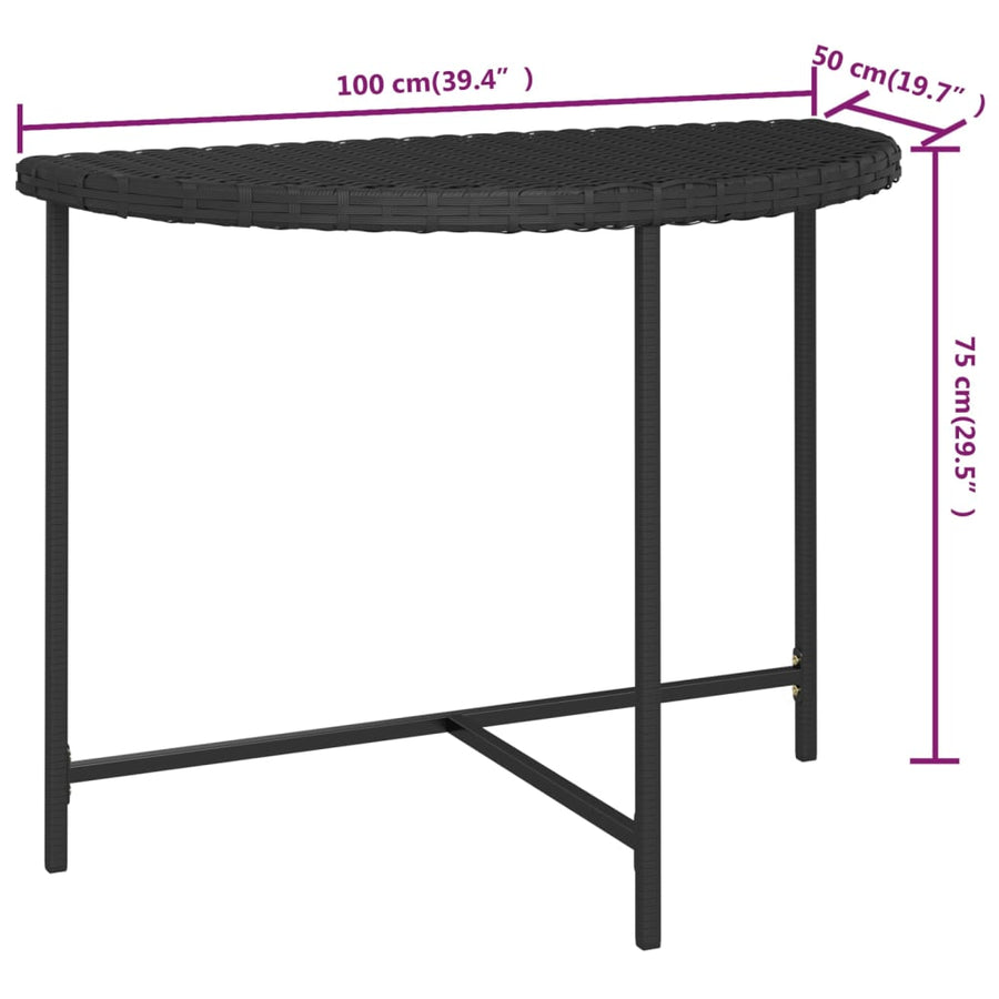 Tuintafel Poly Rattan 100 x 50 x 75 cm Zwart