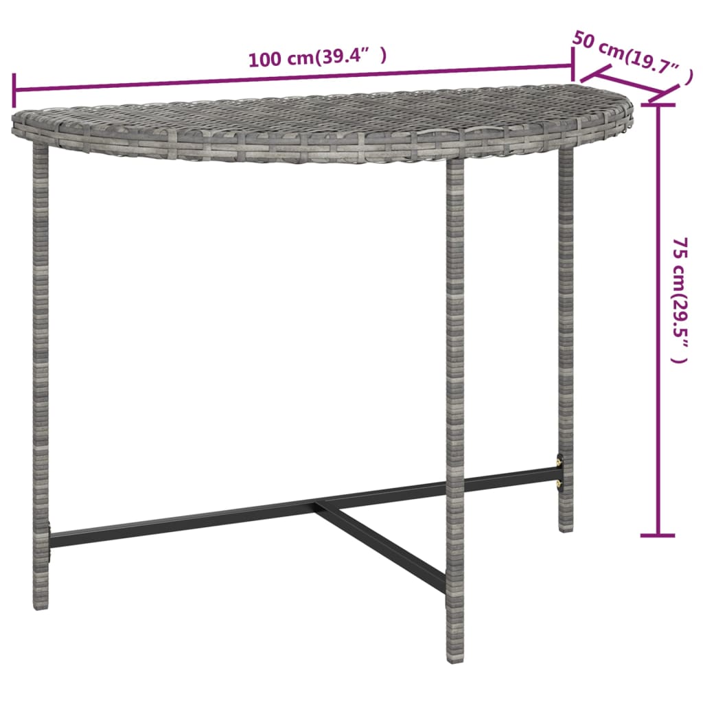 Tuintafel Poly Rattan 100 x 50 x 75 cm Grijs