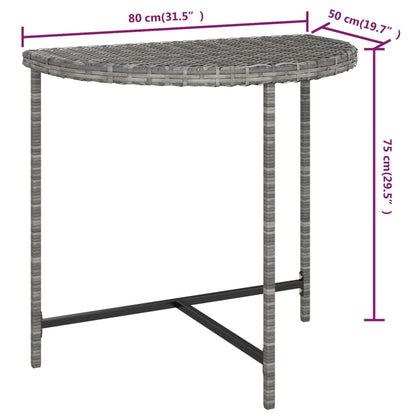 Tuintafel 80x50x75 cm poly rattan grijs