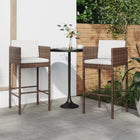 Barkrukken 2 st poly rattan bruin 50x48x100 cm