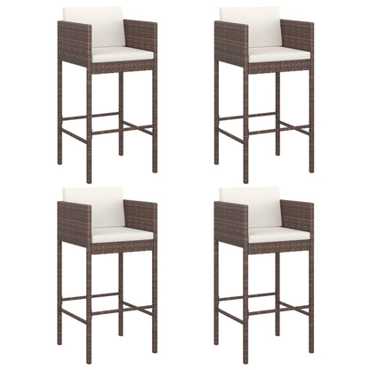 Barkrukken Met Kussens Poly Rattan 4 Bruin