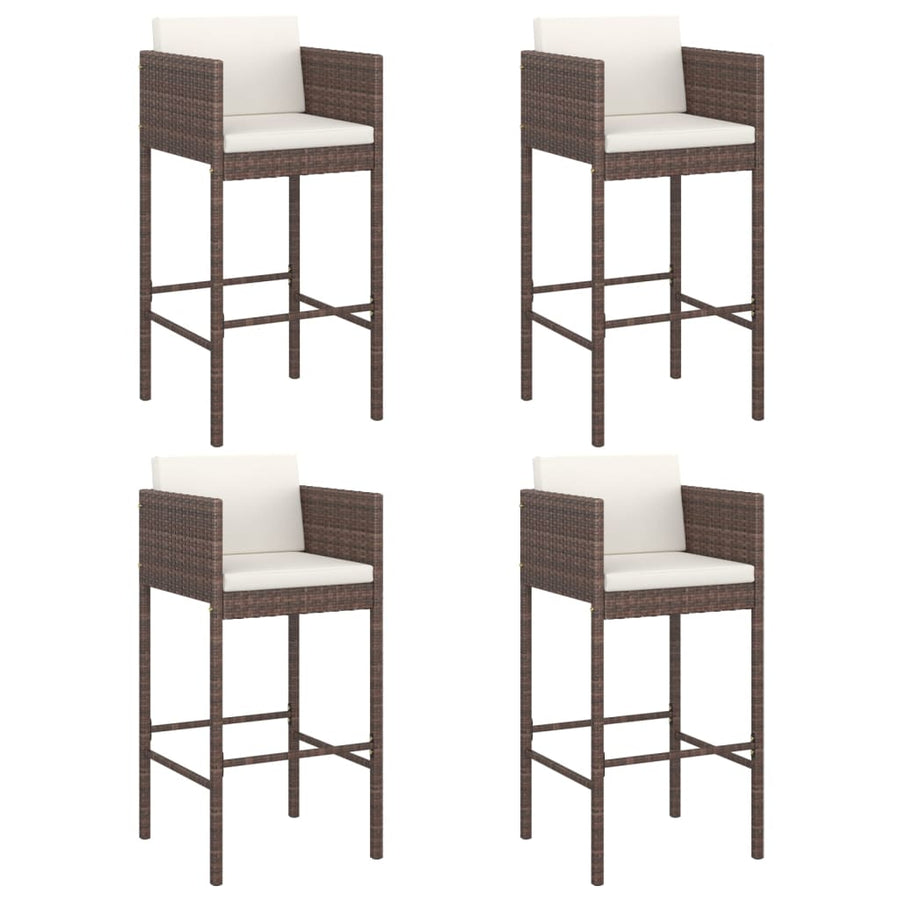 Barkrukken Met Kussens Poly Rattan 4 Bruin