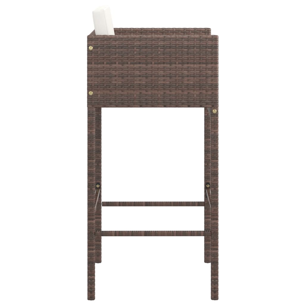 Barkrukken Met Kussens Poly Rattan 4 Bruin