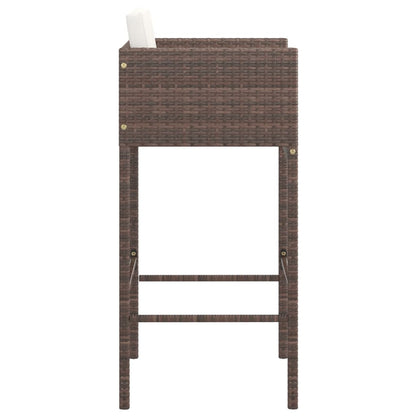 Barkrukken Met Kussens Poly Rattan 4 Bruin