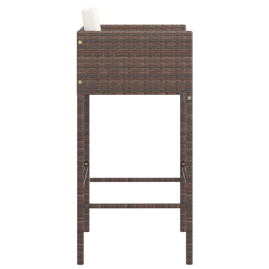 Barkrukken Met Kussens Poly Rattan 4 Bruin