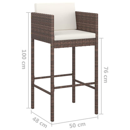 Barkrukken Met Kussens Poly Rattan 4 Bruin