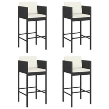 Barkrukken Met Kussens Poly Rattan 4 Zwart