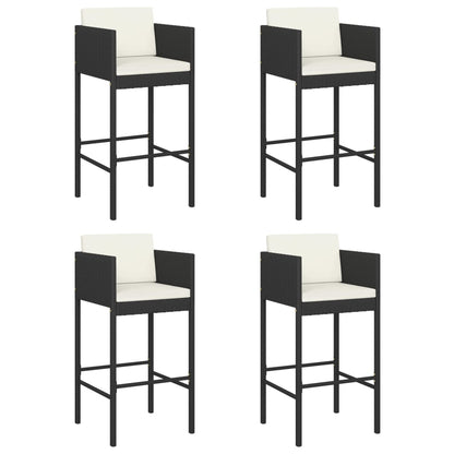 Barkrukken Met Kussens Poly Rattan 4 Zwart