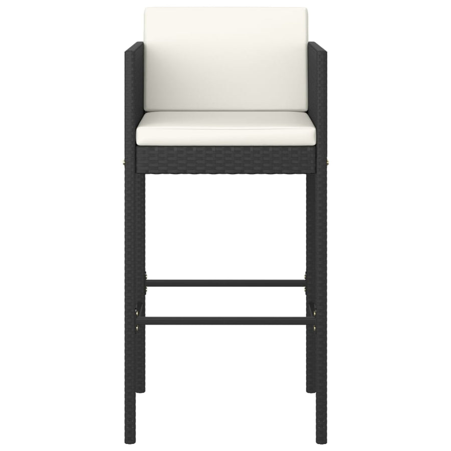 Barkrukken Met Kussens Poly Rattan 4 Zwart