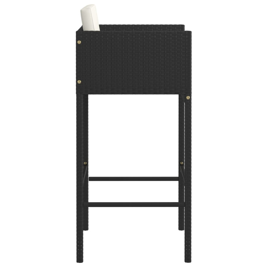 Barkrukken Met Kussens Poly Rattan 4 Zwart