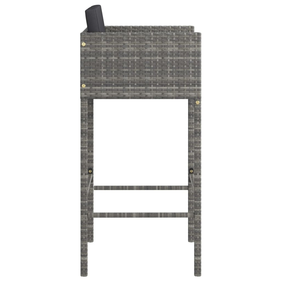 Barkrukken Met Kussens Poly Rattan 4 Grijs