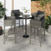 Bar stools 4 pcs with cushions poly rattan grey