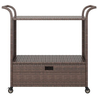 Serveerwagen met lade 100x45x97 cm poly rattan bruin