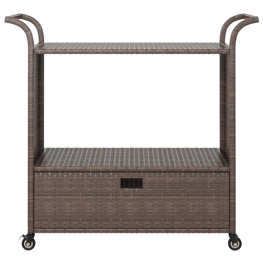 Serveerwagen met lade 100x45x97 cm poly rattan bruin