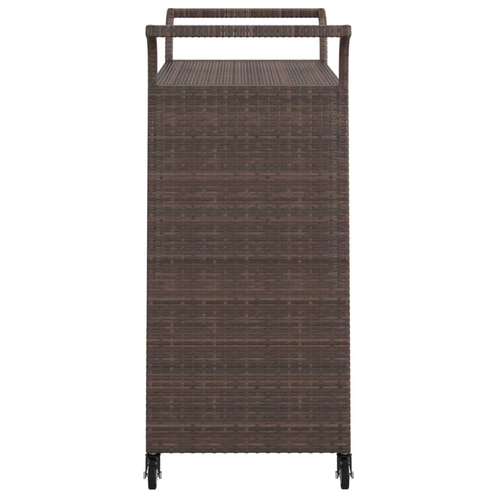 Serveerwagen met lade 100x45x97 cm poly rattan bruin