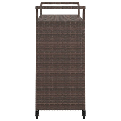Serveerwagen met lade 100x45x97 cm poly rattan bruin