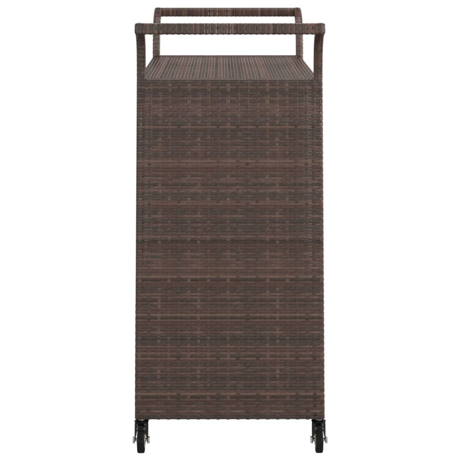 Serveerwagen met lade 100x45x97 cm poly rattan bruin