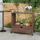 Serveerwagen Met Lade 100X45X97 Cm Poly Rattan Bruin