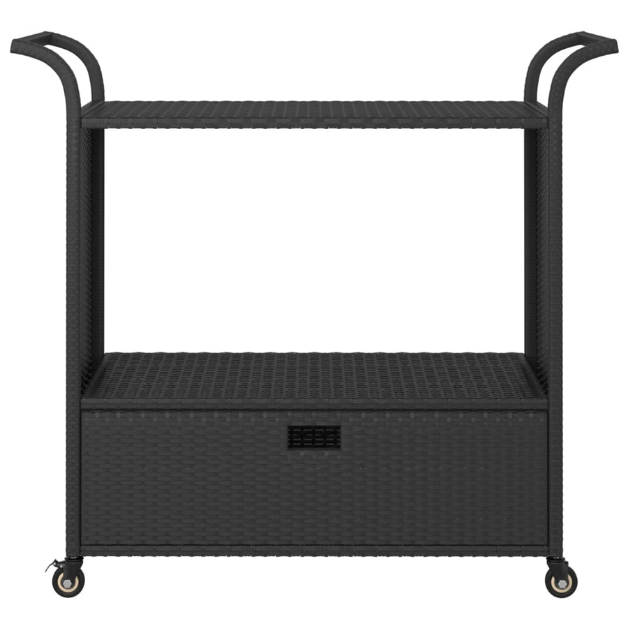 Serveerwagen Met Lade 100X45X97 Cm Poly Rattan Zwart