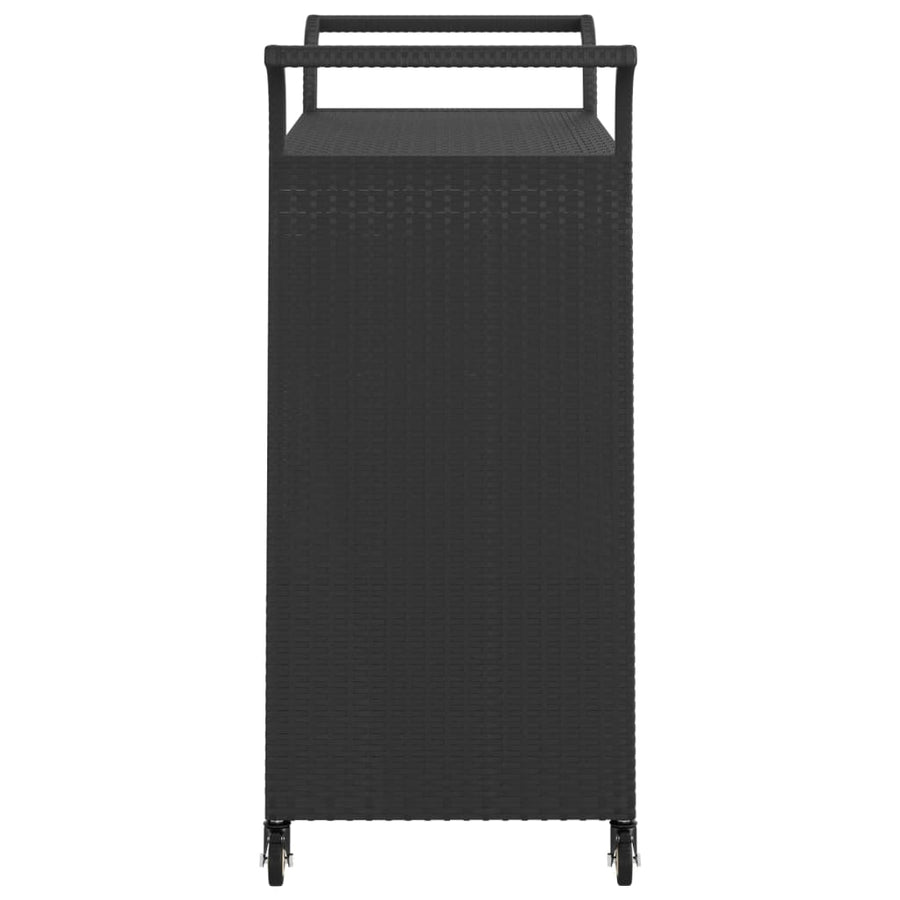 Serveerwagen Met Lade 100X45X97 Cm Poly Rattan Zwart