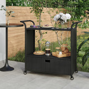 Serving trolley with drawer 100x45x97 cm poly rattan black