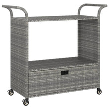 Serveerwagen Met Lade 100X45X97 Cm Poly Rattan Grijs