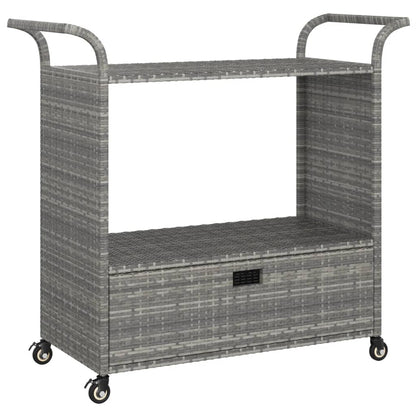 Serveerwagen Met Lade 100X45X97 Cm Poly Rattan Grijs