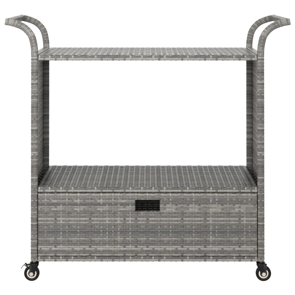 Serveerwagen Met Lade 100X45X97 Cm Poly Rattan Grijs