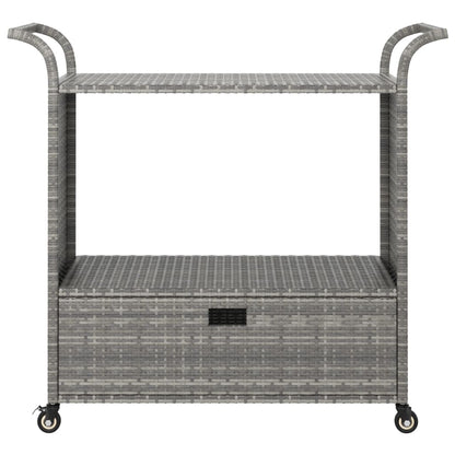 Serveerwagen Met Lade 100X45X97 Cm Poly Rattan Grijs