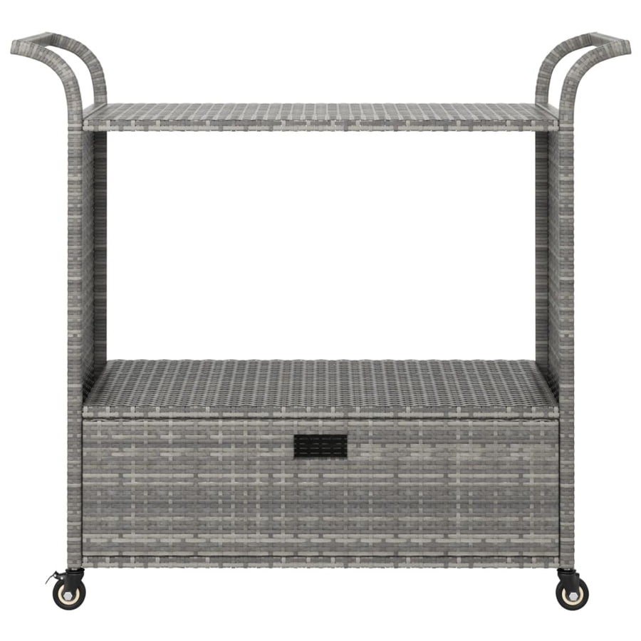 Serveerwagen Met Lade 100X45X97 Cm Poly Rattan Grijs