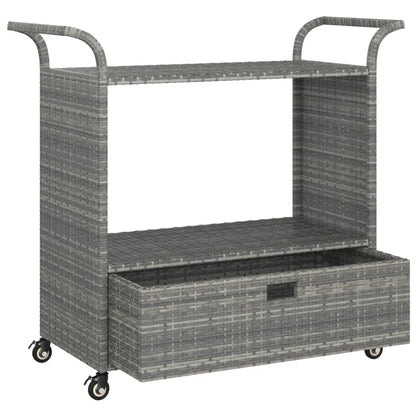 Serveerwagen Met Lade 100X45X97 Cm Poly Rattan Grijs