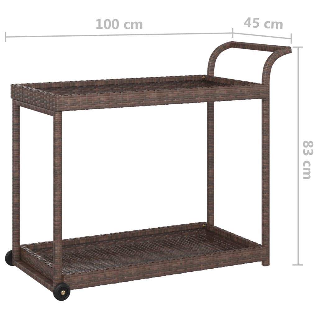 Serveerwagen 100X45X83 Cm Poly Rattan Bruin