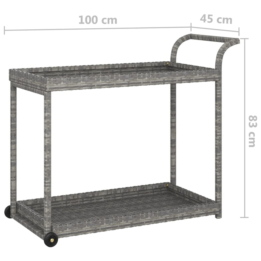 Serveerwagen 100X45X83 Cm Poly Rattan Grijs