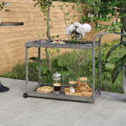 Serveertrolley 100x45x83 cm poly rattan grijs