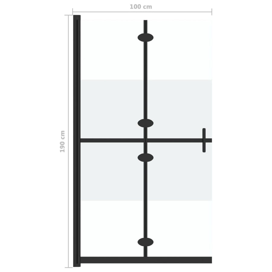 Inloopdouchewand inklapbaar 100x190 cm ESG-glas halfmat 100 x 190 cm
