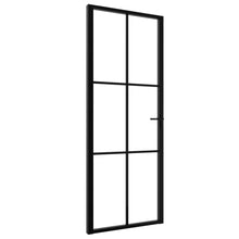Binnendeur 76X20,5 Cm Esg-Glas En Aluminium Zwart En Transparant 76 x 201.5 cm 3x2 raster