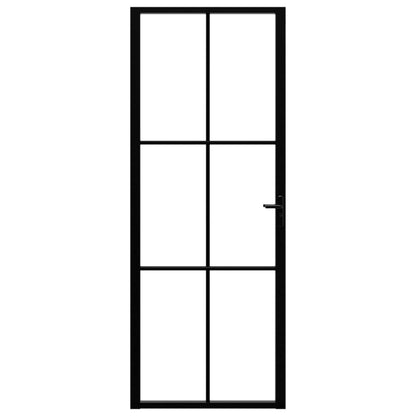 Binnendeur 76X20,5 Cm Esg-Glas En Aluminium Zwart En Transparant 76 x 201.5 cm 3x2 raster