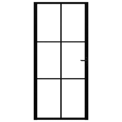 Binnendeur 93X20,5 Cm Esg-Glas En Aluminium Zwart En Transparant 93 x 201.5 cm 3x2 raster