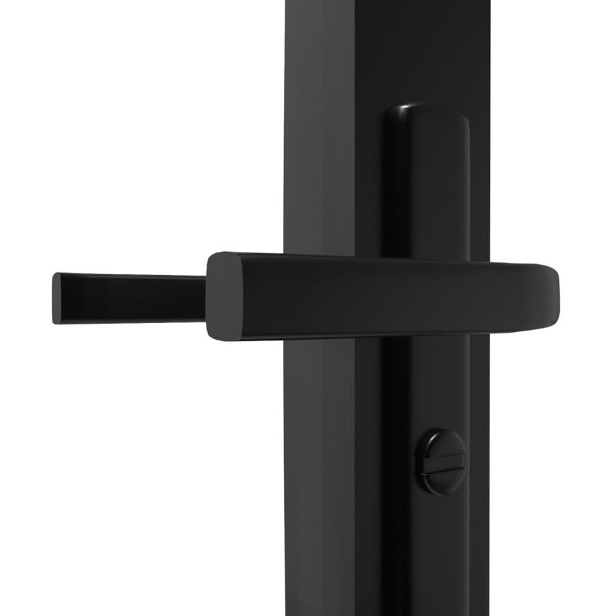Binnendeur 93X20,5 Cm Esg-Glas En Aluminium Zwart En Transparant 93 x 201.5 cm 3x2 raster