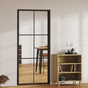 Binnendeur 93x201,5 cm aluminium zwart ESG-glas