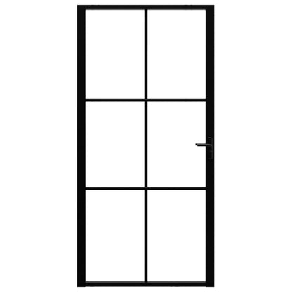 Binnendeur 02,5X20,5 Cm Esg-Glas En Aluminium Zwart En Transparant 102.5 x 201.5 cm 3x2 raster