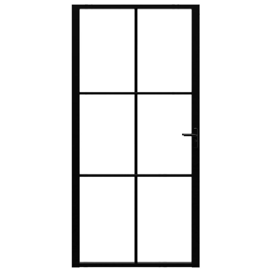 Binnendeur 02,5X20,5 Cm Esg-Glas En Aluminium Zwart En Transparant 102.5 x 201.5 cm 3x2 raster