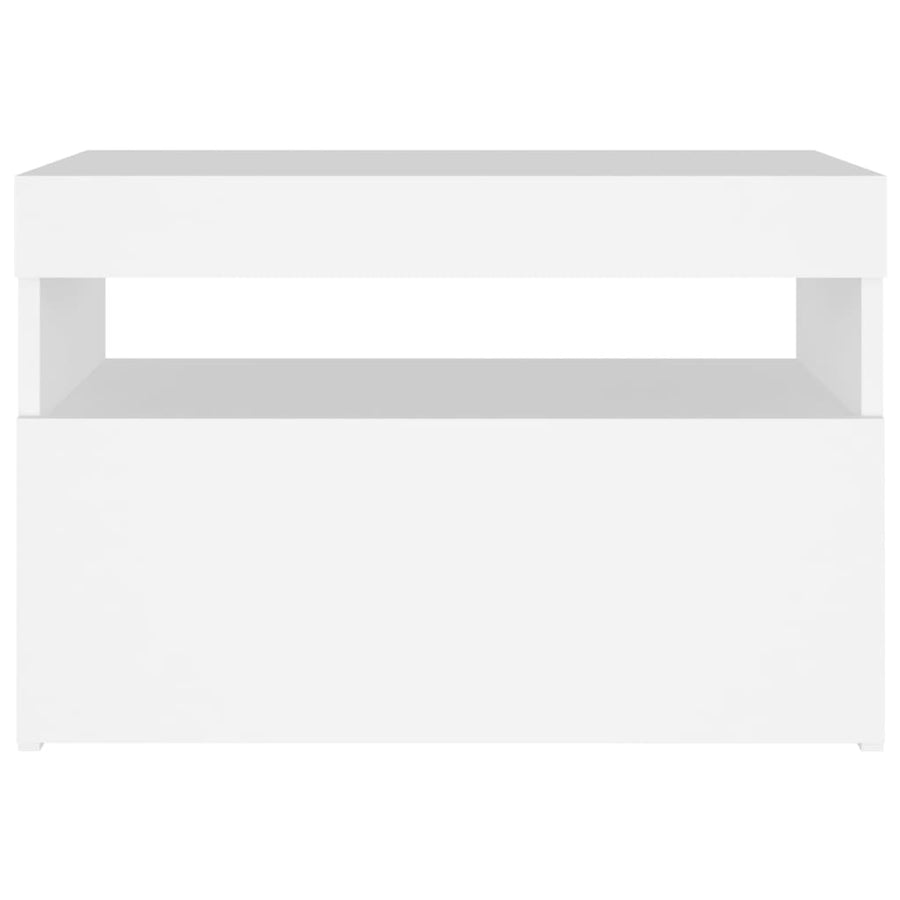 Nachtkastje Met Led-Verlichting 60X35X40 Cm Bewerkt Hout 1 Wit