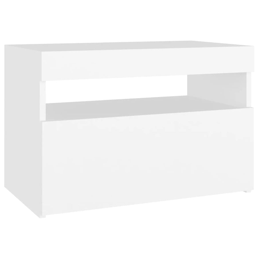 Nachtkastjes Led-Verlichting 60X35X40 Cm Bewerkt Hout 2 Wit