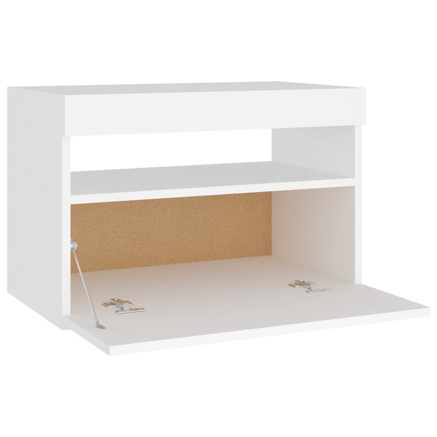 Nachtkastjes Led-Verlichting 60X35X40 Cm Bewerkt Hout 2 Wit