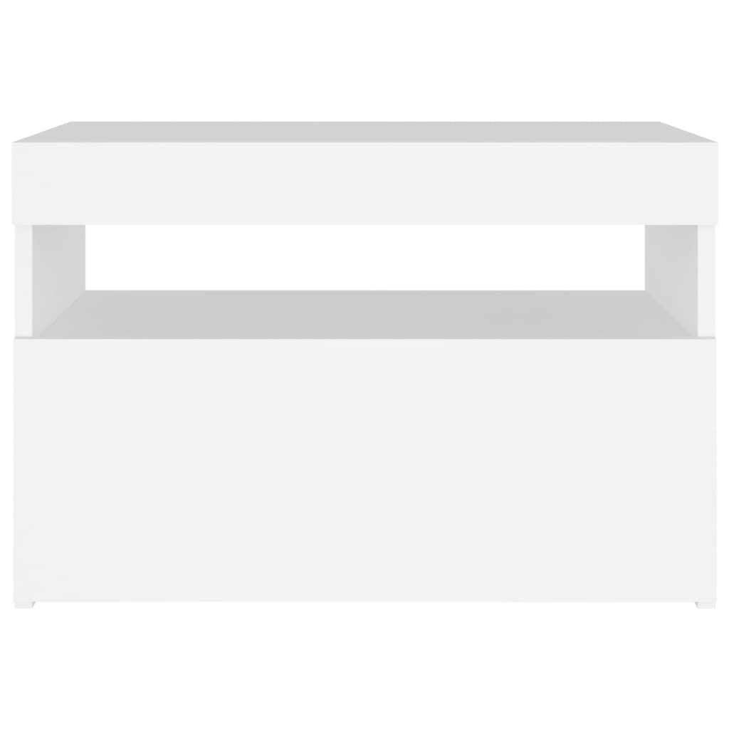 Nachtkastjes Led-Verlichting 60X35X40 Cm Bewerkt Hout 2 Wit
