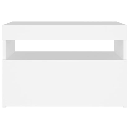 Nachtkastjes Led-Verlichting 60X35X40 Cm Bewerkt Hout 2 Wit